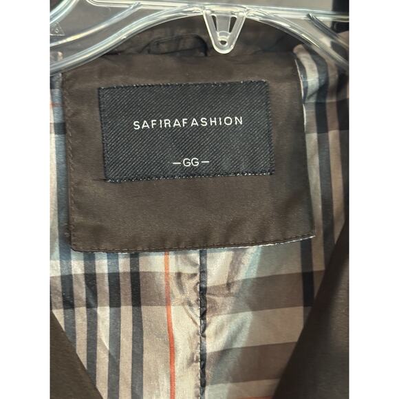 Safira Fashion Collection Women’s Trench Coat Button Front Brown Sz L No Belt - Picture 3 of 14